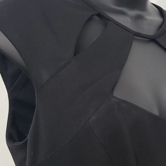 SZ 10 Cache Black Sleeveless Cut-Out Tailored Stretchy Dress - Picture 9 of 16